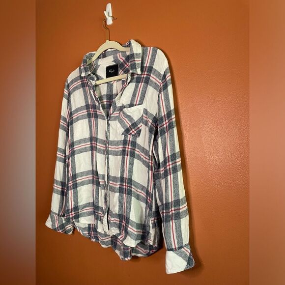 Rails Plaid Flannel Pocket Long Sleeve in White Multi Womens Size M - Picture 2 of 5